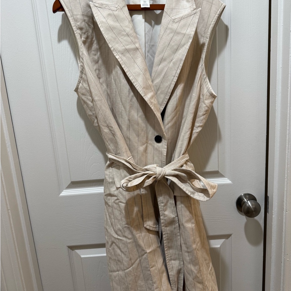 H&M Linen Blend Sleeveless Midi Dress